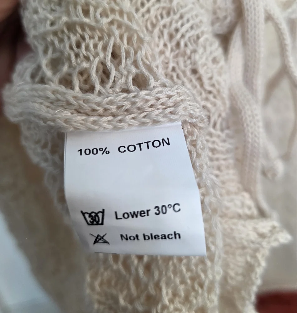 SNYDS Fate Crochet Mini Dress Beige Swim Coverup Size Large New With Tags - Picture 6 of 7